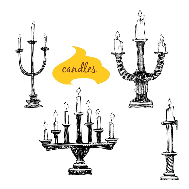 Set di candelieri con candele