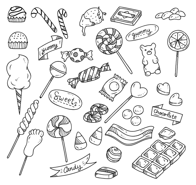 Set di doodle di caramelle