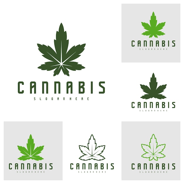 大麻のロゴのベクトル テンプレートのセット 創造的な大麻のロゴのデザイン コンセプト