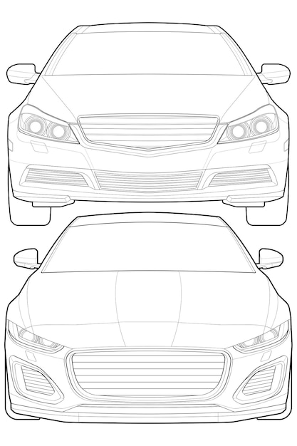 Set di auto isolato illustrazione vettoriale linea arte trasporto vettoriale bundle auto sportiva auto moderna auto concetto linea vettoriale.