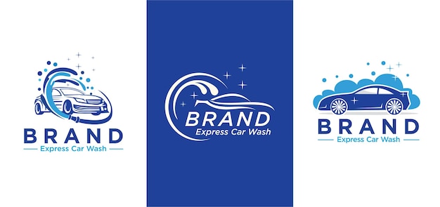 Set di vettore di concetto di design del logo dell'autolavaggio pulizia automobilistica
