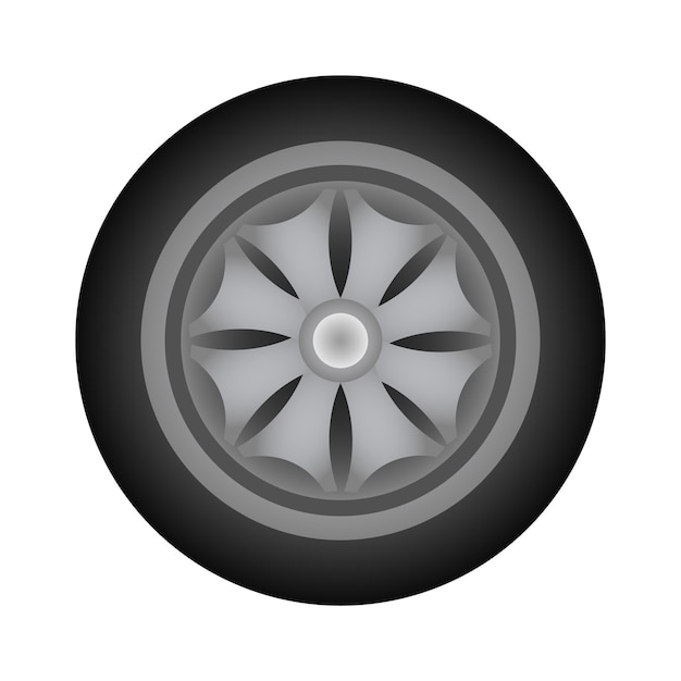 Set of car wheels Automotive tires Wheel disk icon isolated on white background Automobile rims design