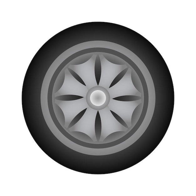 Set of car wheels Automotive tires Wheel disk icon isolated on white background Automobile rims design