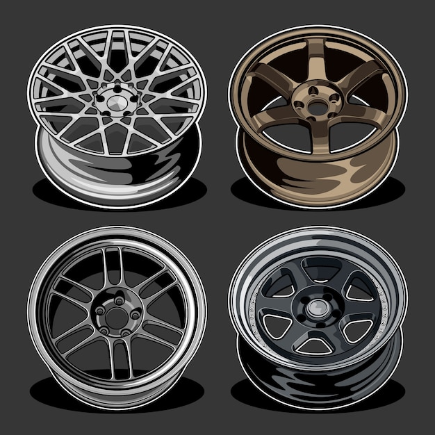 set of car wheels illustration