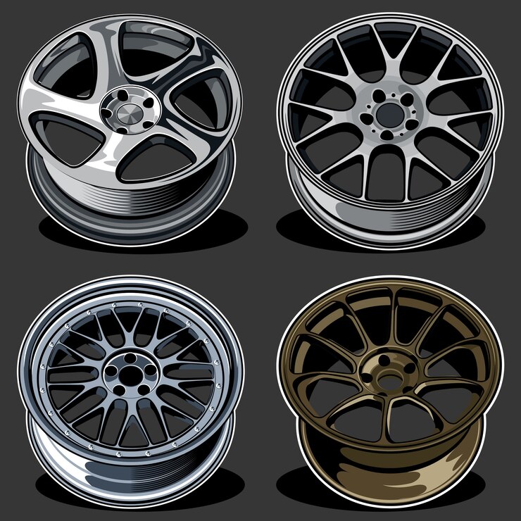 Vector set of car wheels illustration