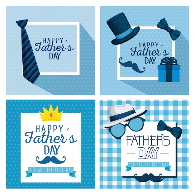 Vector set card decoration to fathers day celebration