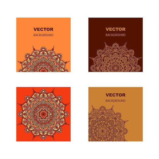 Set card flyer banner with abstract ornament round mandala