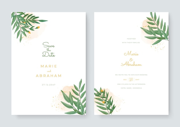 Set of card with flower, leaves watercolor. wedding ornament concept. floral poster, invite. vector decorative greeting card or invitation design background. brush watercolor with floral decoration