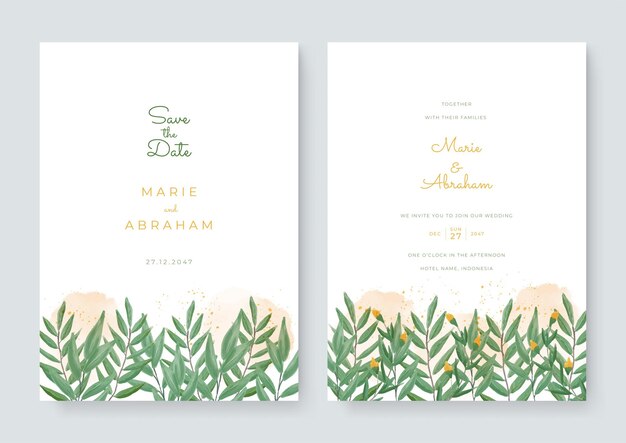 Vector set of card with flower, leaves watercolor. wedding ornament concept. floral poster, invite. vector decorative greeting card or invitation design background. brush watercolor with floral decoration