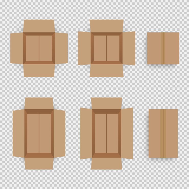 Vector set of cardboard box mockups different size isolated on white background vector carton packaging b