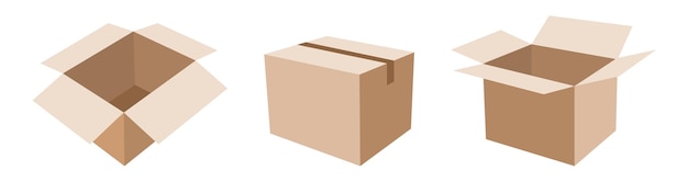 set of cardboard box vector icon