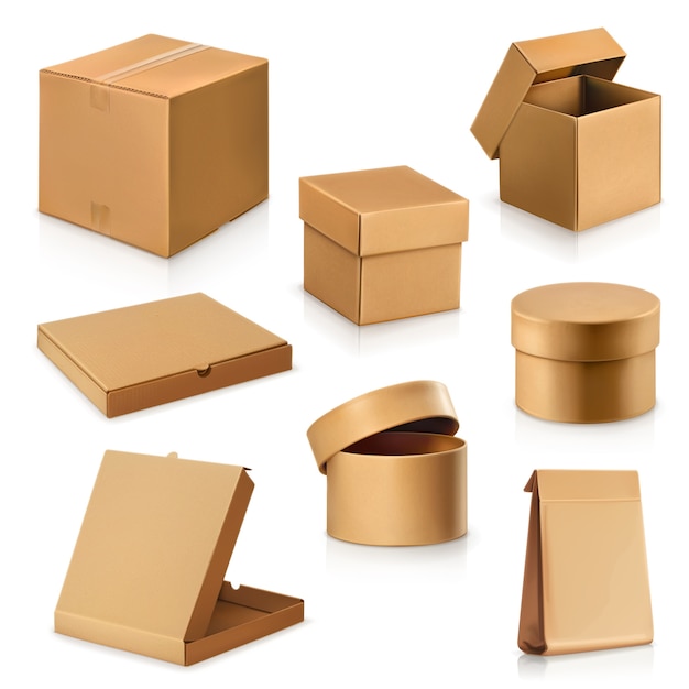 Vector set cardboard boxes