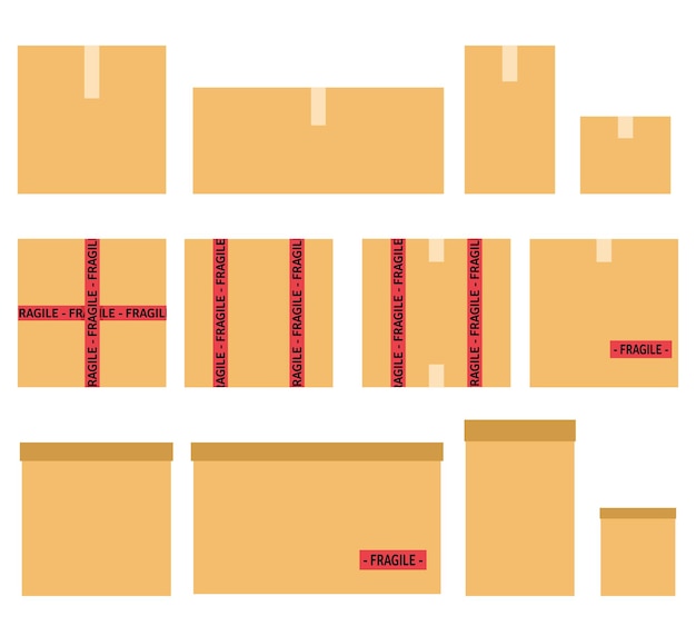 Vettore set di scatole di cartone