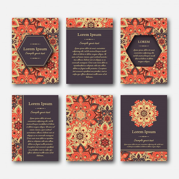 Set of cards, flyers with mandala.