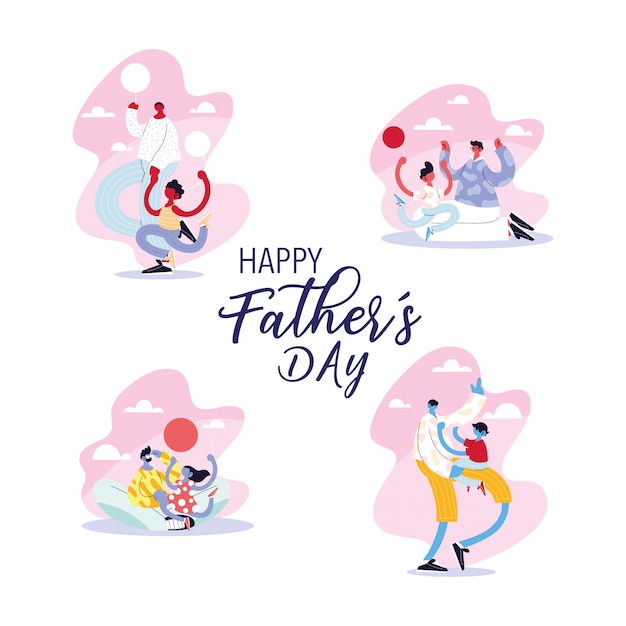 Set of cards of the happy fathers day