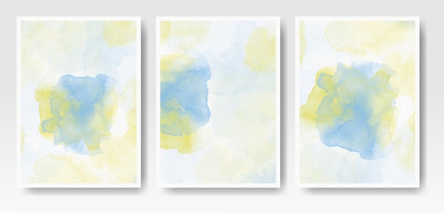 Set of cards with watercolor blots  
