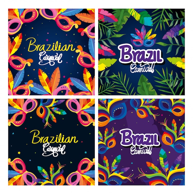 Vector set carnival brazil cards