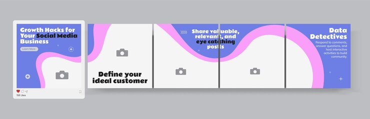 Set Of Carousel Post Template Editable Carousel Post social media carousel post for business