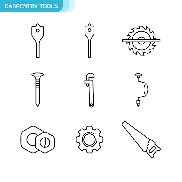 Set of carpentry tool icons painting tools carpenter mechanic editable and resizable EPS 10