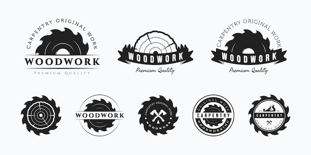 Vector set of carpentry vector illustration logo design bundle of vintage carpentry badge concept