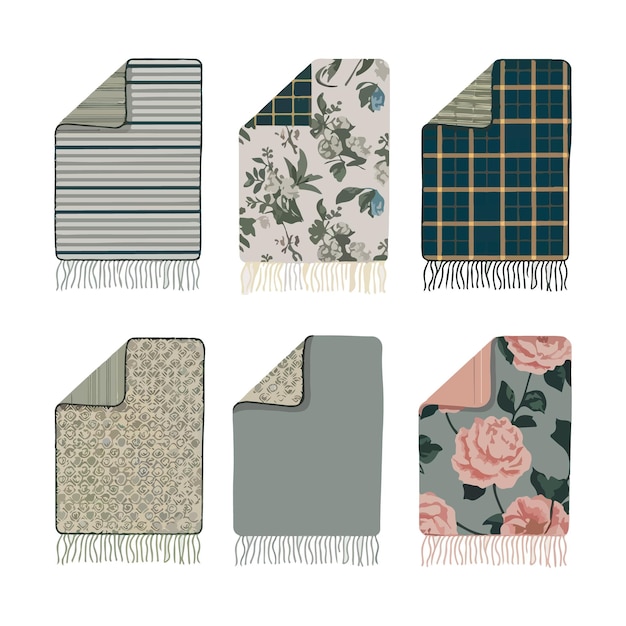 set of carpets or rugs of different shapes designs and colors