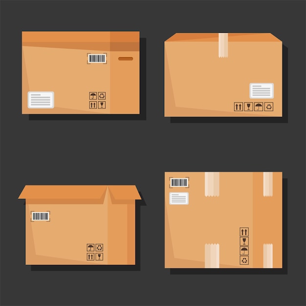 Set of carton boxes icons