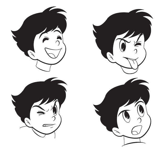 set cartoon anime manga boy character expression 1