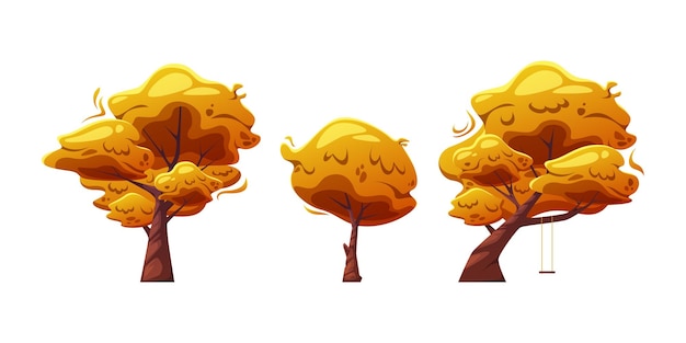 Set of cartoon autumn trees