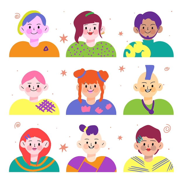 Set cartoon avatars