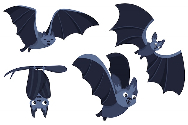 Vector set of cartoon bats