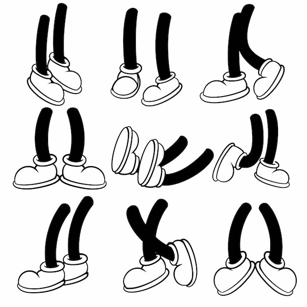 Vector set cartoon benen in schoenen illustratie