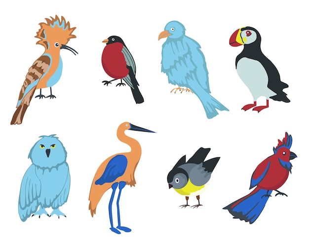 Set of cartoon birds