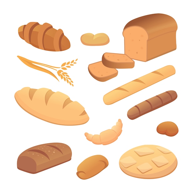 Vector set of cartoon bread