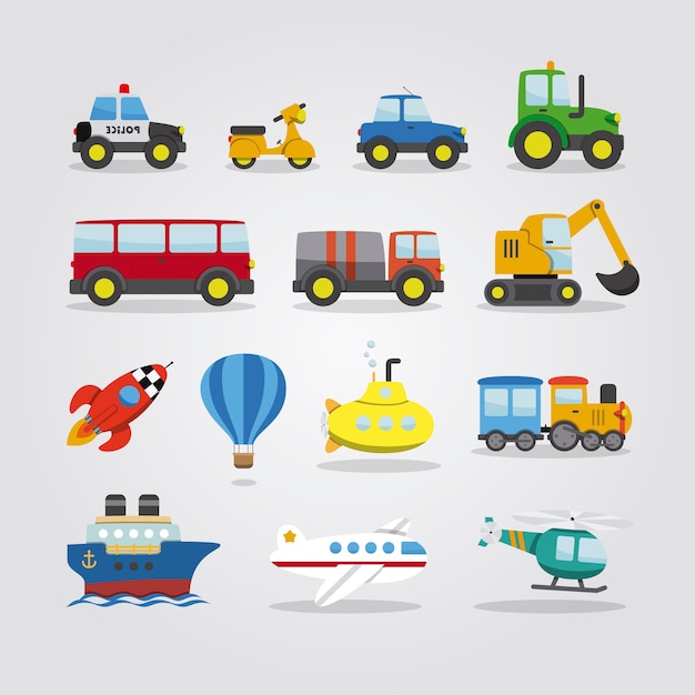 Vector set of cartoon cars