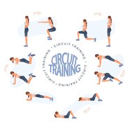 Premium Vector Set Of Cartoon Character Of Young Woman Doing Circuit Training Premium Vector Set Of Cartoon Character Of Young Woman Doing Circuit Training