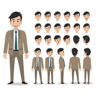 Set di personaggi dei cartoni animati di un uomo d'affari