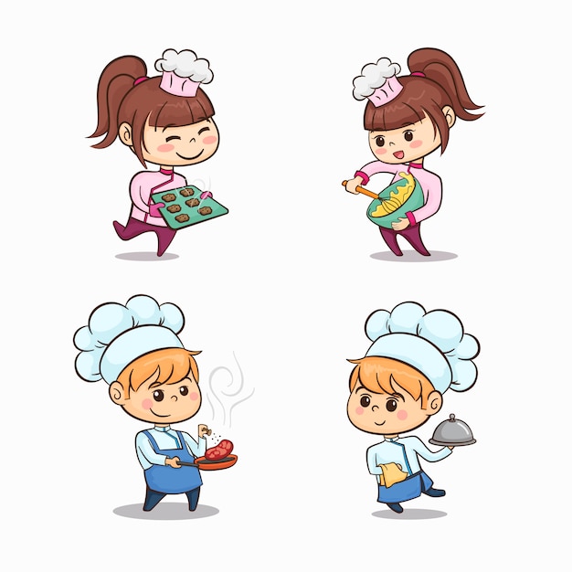 set cartoon chef-kok koken