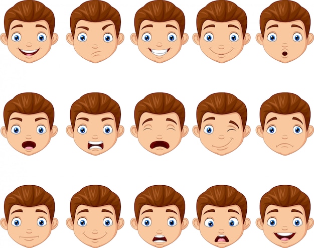 Vector set of cartoon children head