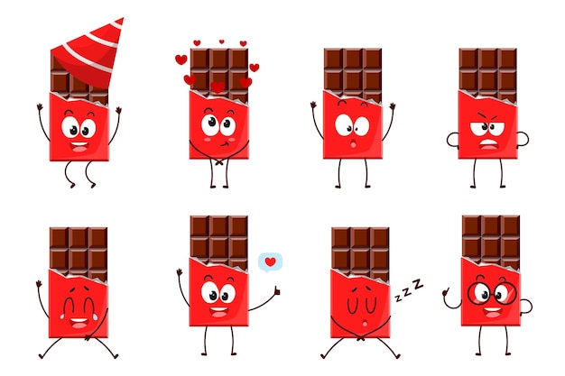 Набор мультяшных шоколадных батончиков с эмоциями