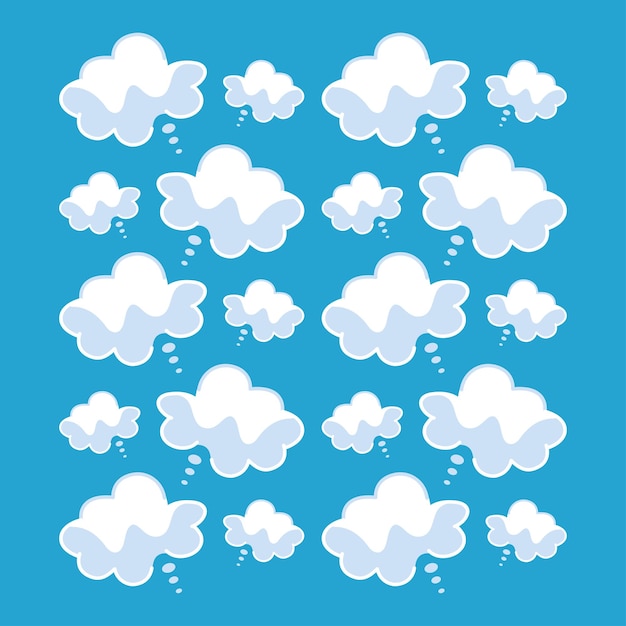 Set of cartoon cloud in a flat design White cloud collection