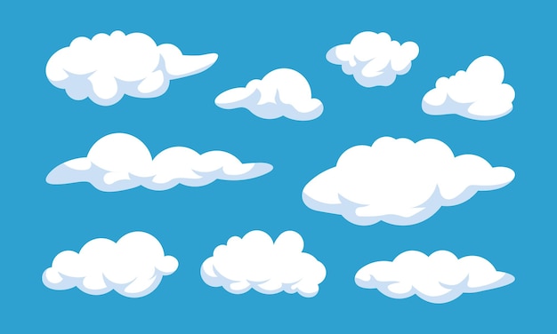 Набор мультяшных облачных векторных иллюстраций Облачный векторный графический клипарт