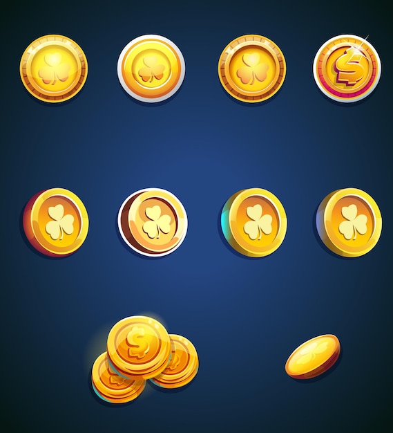 set of cartoon coins