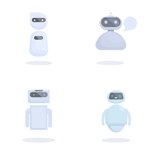 Set of cartoon domestic robots
