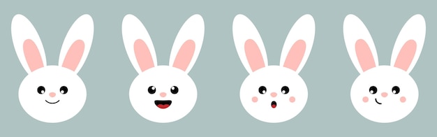 Set of cartoon easter rabbits
