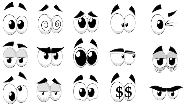 Vector set of cartoon eyes, isolated