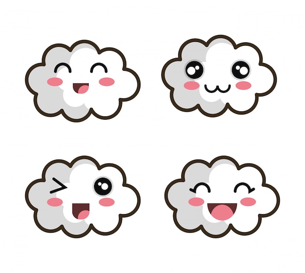 set cartoon face cloud design