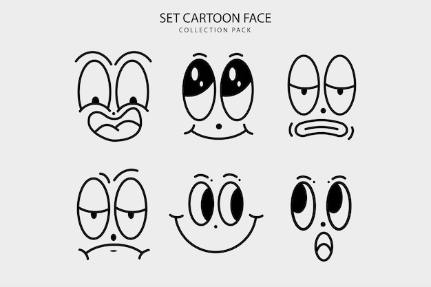 Vector set cartoon face expresion graphic design vector