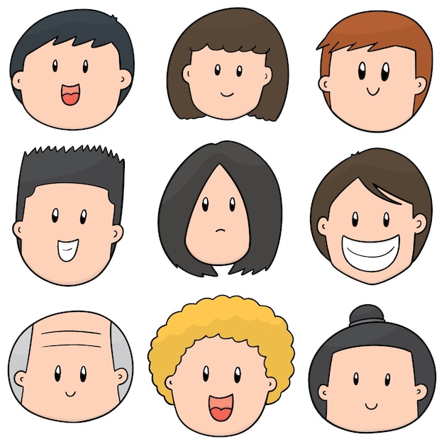 Vector set of cartoon face