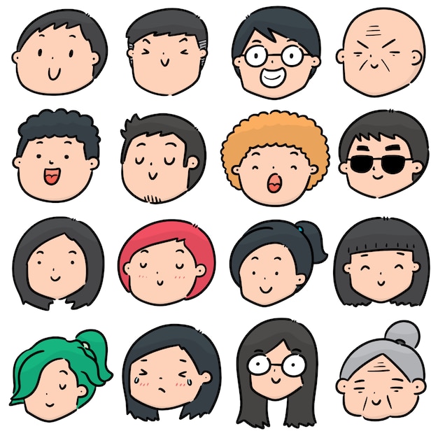 set of cartoon face