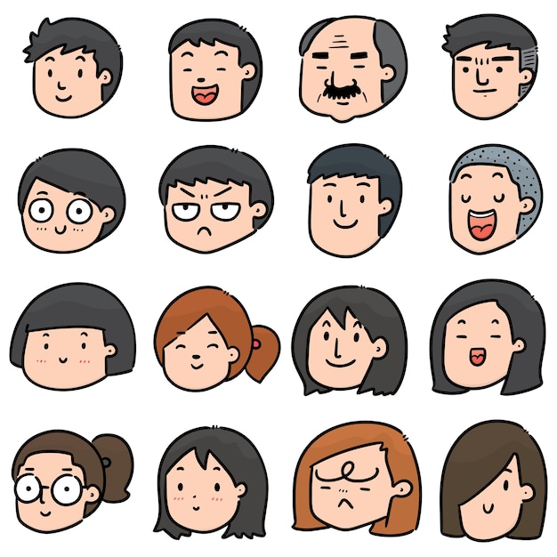 set of cartoon face